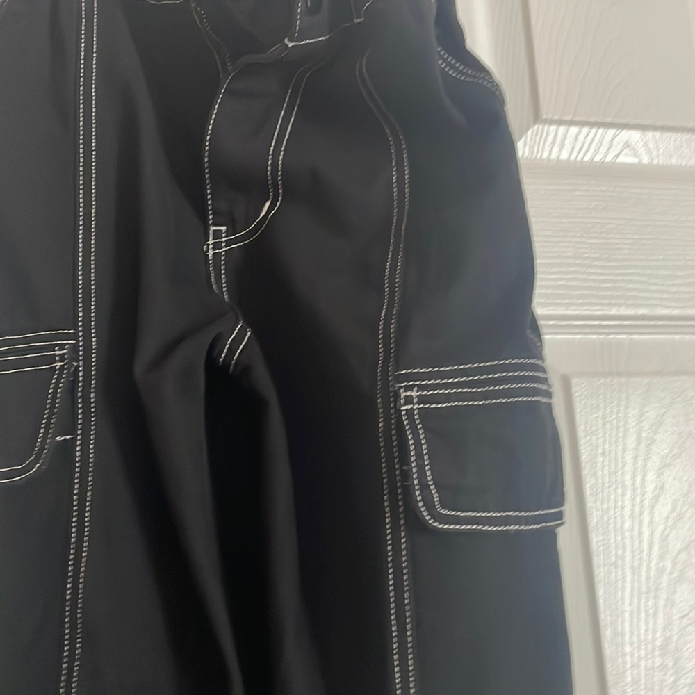 Stitched black cargo pants